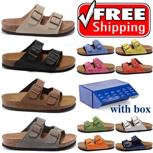 with box free shipping Designer men women Sandals unisex slippers Soft Leather flip flops hombres mujeres Beach Sliders Woody Buckle Strap boston clogs mules