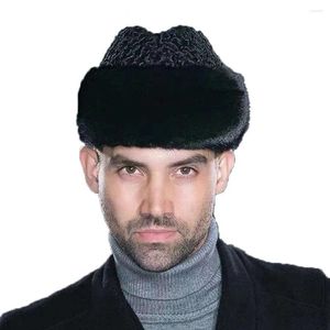 ベレット冬の男性本物の本物の羊皮の帽子天然羊ウールビーニーファッションカジュアルな本物のキャップ