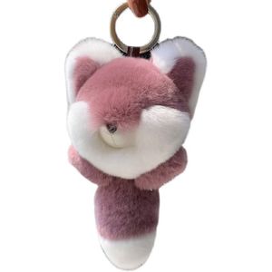 Büyük Rex Tavşan Kürle Keychain Monster Pompom Bebek Keying Çanta Araba Takım Kolye Tilki Metal Claw332J