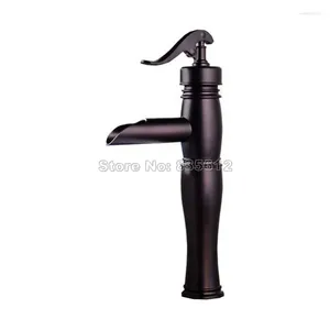 Bathroom Sink Faucets Oil Rubbed Bronze Waterfall Style Basin Faucet Single Handle Vessel Mixer Taps Deck Mount Hole Wpt011