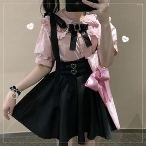 Skirts NIGGEEY Japanese High Waist Suspender Skirt Women Y2k Aesthetic Sweet Solid Gothic Jk Cute Leather Buckle Strap Streetwear