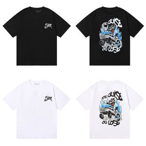 SS New Rapstar Tシャツラウンドネッククレイジートラックプリント小型スタンドダブルヤーンピュアコットン薄塗りスポーツ短袖Tシャツメンズアンドレディーストップウェア