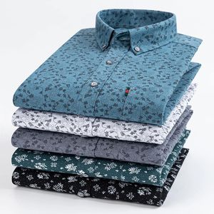 Moda coreano100% algodão casual camisas de manga longa para homens fino ajuste simples tops impressão designer vintage roupas elegantes streetwear 240223