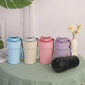 Water Bottles Travel Coffee Mug With One-handed Drinking Insulation Cup Flip-top Opening Portable Stainless Steel Insulated