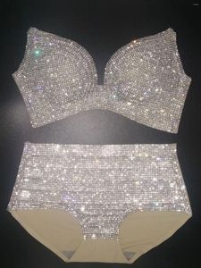 Kadın Mayo Bikini 2024 Lüks Kristal Kadınlar Mayo Kıyafet Rhinestone Elmas Mayo Yüksek Bel Push Up Bling Taşları Biquini