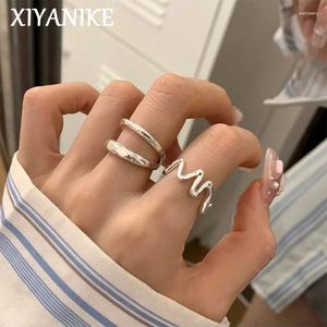 Anéis de cluster Xiyanike mínimo onda manguito dedo para mulheres menina coreano moda na moda jóias senhora presente festa aniversário anillos mujer
