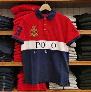 Sommer-Poloshirt für Herren in europäischer und amerikanischer Größe, kurzärmeliges, lässiges, farblich passendes Baumwoll-Plus-Mode-T-Shirt mit Stickerei