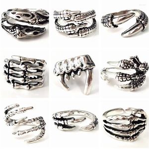 Cluster Rings 20/50pcs Vintage Animals Claw 10 Styles Top Mix Punk Hip Hop Gothic Ring Men's Domineering Rock Animal Jewelry