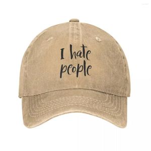 Бейсбольные кепки «Я ненавижу людей» Бейсбольная кепка из стираного денима Кепка Snapback Человек-мизантроп Одинокий аутизм Социально-защитный козырек Хип-хоп Casquette