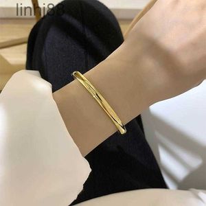 Bracciale semplice liscio per coppie gioielli color oro/argento amante semplici bracciali in acciaio inossidabile braccialetti per uomo donna presente GN7E