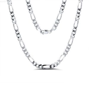 Hot New Wholesale 3.3mm/4mm/5mm/6.5mm 925 Sterling Silver Figaro Chain Necklace Woman Man Diamond Cut Link Chain Figaro Necklace