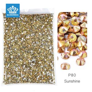 Оптовая продажа Sunshine Non fix s Flatback Diamond Glitter Glass Nail Art Кристаллы для ногтей Свадебное платье 240219