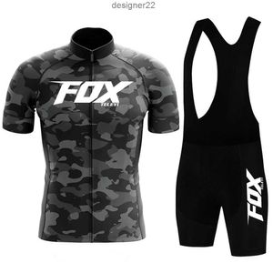 自転車のユニフォーム完全サイクリング2023 FOX TELEYI MENCLOTHES MENSセット夏のジャージートライアトロンコスチュームバイクマン服サイクリスト