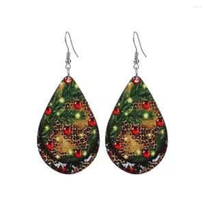 Dangle Earrings 2024 Fashion Jewelry Christmas Tree For Women Vintage Flower Wood Drop Pendientes Mujer