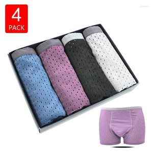 Unterhosen 4er-Pack Herrenunterwäsche Mesh-Stil Weiche, elastische, lockere, komfortable Boxershorts für Männer Männliche Boxershorts Geschenkboxverpackung 102