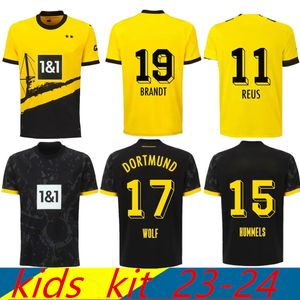 23 24 Futbol Formaları Reus Dortmunds 2023 2024 Borussia Futbol Haller Futbol Gömlek Bellingham Neongelb Hummels Brandt Erkek Çocuklar Özel Kit Tüm Siyah Maillot De Foot