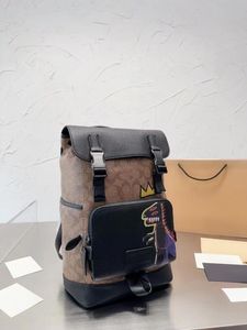 Heißer Designer-Rucksack für Herren, stilvoller Rucksack, klassische alte Blumen, großes Fassungsvermögen, Lederrucksack mit Klappverschluss, geometrisches Muster, Rucksäcke für Damen, Schultasche