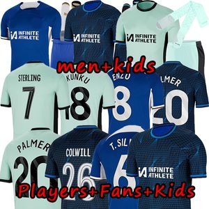 Thailand 23/24 Sterling Soccer Jerseys Mount Werner Havertz Jorginho Ziyech 2023 2024 Spelare och fans barn Pulisic James Football Shirt Kante Men Set Kits Uniform