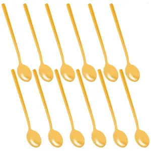 Colheres 12 pçs / set forma redonda colher de café de aço inoxidável mini colheres de chá de açúcar sobremesa sorvete sopa cozinha