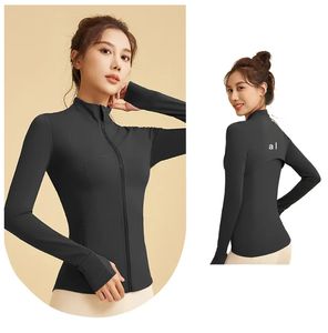 Alolu New Yoga Jacket Clothing Outfits Women Brushed Full Zip Hoodieスポーツウェアフード付きトレーニングトラックポケット付きランニングコート屋外フリースサムホール