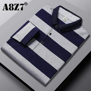 Men Autumn Winter Classic Striped Polo Mens Cotton Long-Sleeved Embroidered Business Casual Spring Polo Shirt Male Drop 240221