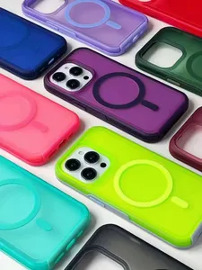 Матовый чехол на ощупь для Magsafe, магнитный чехол на ощупь для iPhone 15, 14, 11, 13, 12 Pro Max Plus, роскошные двухцветные прозрачные аксессуары для защиты телефона