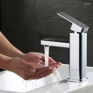 Bathroom Sink Faucets Square Plating Faucet Single Hole Handle Basin And Cold Mixer Tap With Hose