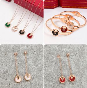 Amulette De Necklace Bracelet For Women 18K Yellow Gold Non Fading Chalcedony Collarbone Chain Necklaces Bangle Fritillaria Earring Jewelry Accessories