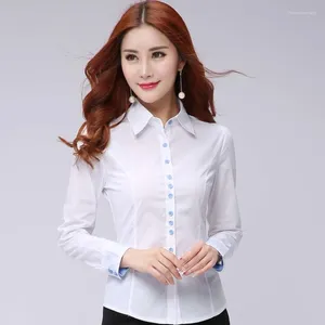 Women's Blouses Korean Fashion Shirt Slim Casual White Shirts And Long Sleeve Womens Tops Basic Button Up OL Work Clothes