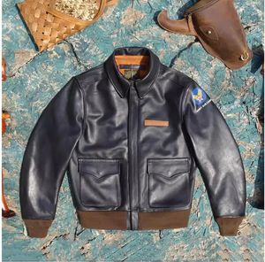 YR.EastMAN CLASSIC A-2 Cappotto in pelle di cavallo.Giacca vintage in vera pelle dell'aeronautica americana.Panno in pelle bomber A2 240222