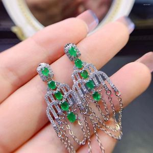 Dangle Earrings MeiBaPJ Luxurious Natural Colombian Emerald Gemstone Fashion Drop Real 925 Silver Fine Charm Jewelry For Women