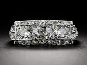 Retro modna biała cyrkon Pierścień palca prosty kwadratowy kamień ślubną pierścionek zaręczynowy Prezenty biżuterii aneis feminino rozmiar 6105899037