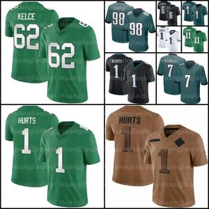 62 JASON KELCE 26 SAQUON BARKLEY JALEN HURTS Football Jersey AJ Brown Kelly Green Devonta Smith Brian Dawkins Nolan Haason Reddick Darius Goedert Mailata Reggie