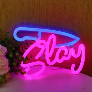Night Lights Wholesale High Quality Knife With Slay LED Neon For Outdoor Event Halloween Party Decor Kids Games Special Signs
