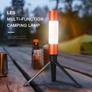 Bärbara lykta utomhus camping LED -teleskopficklampan med stativnötter multifunktionella laddningsbara infällbara fackla ljusbordslampor