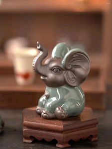 Chá animais de estimação estatuetas casa ornamentos bonito elefante cerâmica sorte sala estar armário vinho escritório mesa decoração mascote artesanato