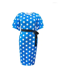 Party Dresses Vintage Polka Dot Strap midja Cinching Casual stor gungan runda nacke elegant klänning 2024 Summer Women's Clothing Belt