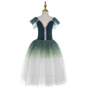 Stage Wear 2024 Royal Blue Ballerina Dress Girls Ballet Skirt Long Dance For Children Women Performance Costumes Sling Bell