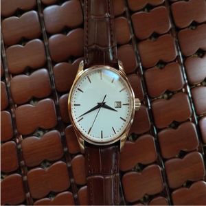 2 Style Fashion Wristwatch Men Woman Watch Rose Gold 39mm Automatisk rörelse 5227R001 Calatrava Black Leather Strap287m