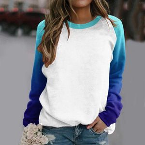 Roupas étnicas Mulheres Ativas Blusa de Presente para Raglan Crewneck Tops Gradiente Sólido Impressão Suéter Top Manga Longa Pacote Adolescente Camisas de Menina