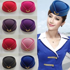 Berets Airline Stewardess Hatコスチュームコスプレパフォーマンスショーアクセサリーのキャリア