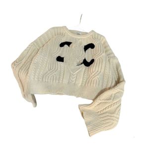 Celinnes Designer Sweter luksusowy moda dla kobiet swetry zimowy krótki sweter triumf haft duże smażone ciasto skręca tekstury okrągły szyję styl dziania