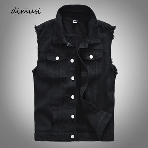 DIMUSI Vintage Design Uomo Gilet di jeans Retor Giacche senza maniche Uomo Strappato Hole Jean Gilet Abbigliamento jaqueta masculina 240219