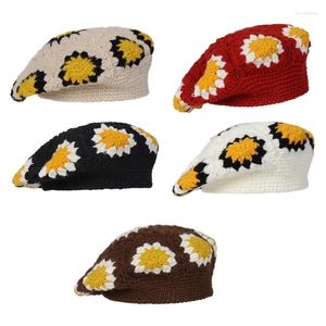 Berets Y1UB Vintage Flower Painter Hat British Crocheted Cap Surpresa Presentes para Unissex