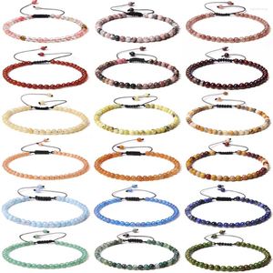 Strand 4mm contas de pedra natural pulseira corda ajustável trançado pulseiras para mulheres masculino artesanal colorido quartzs pulseiras