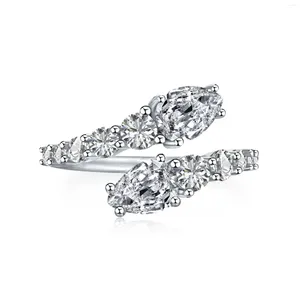 Cluster Rings S925 Sterling Silver Ring Pear Shaped Zircon European And American Light Luxury Exquisite Temperament Jewelry For Women