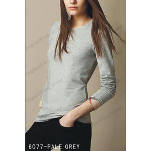 여자 고급 티셔츠 디자이너 옷 순수한 컬러 커프 격자 무늬 국경 브랜드 디자이너 셔츠 긴 슬리브 스쿠프 넥 탑 티스 S-XXL