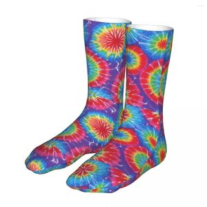 Мужские носки Harajuku Rainbow Tie Dye Женщины 2024 Мужчины Спорт