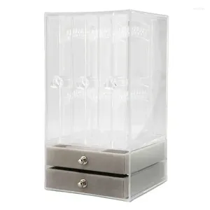 Jewelry Pouches 5 Drawer Storage Box Transparent Multiple Use Method Earring Cabinet For Bedroom Store Display