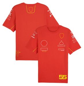 Męskie Polos F1 2024 T-shirt Nowy Formula 1 Racing Mens Polo Shirts T-shirt Motorsport No.16 i No.55 Kierowca Red T-Shirt Fan koszule Jersey JSJP